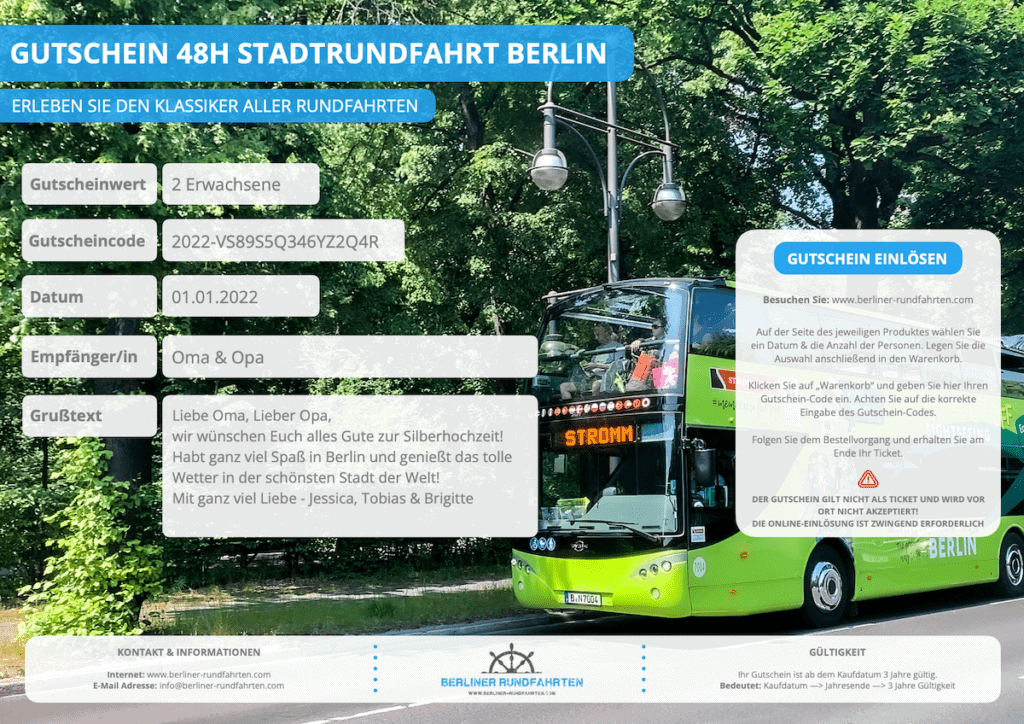 Gutschein 48H Stadtrundfahrt Berlin NEW